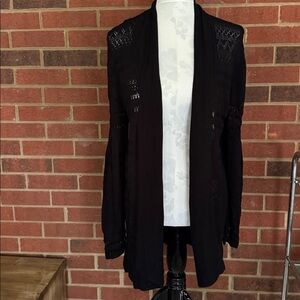 United States Sweaters 100% Rayon Long Black Open Cardigan